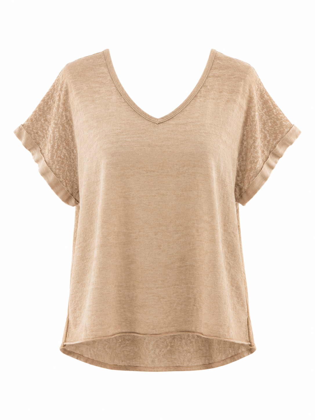 SAND V-NECK RELAXED TOP