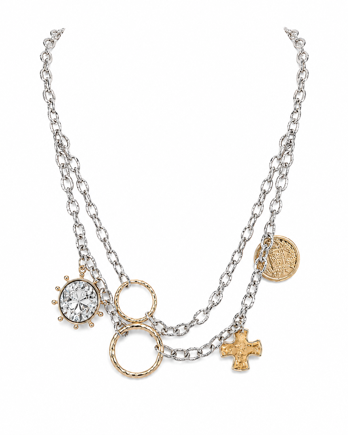 TWO-TONE CHARM LAYERED NECKLACE