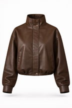 FAUX LEATHER BOMBER JACKET