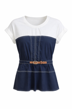 PEPLUM BELTED TOP