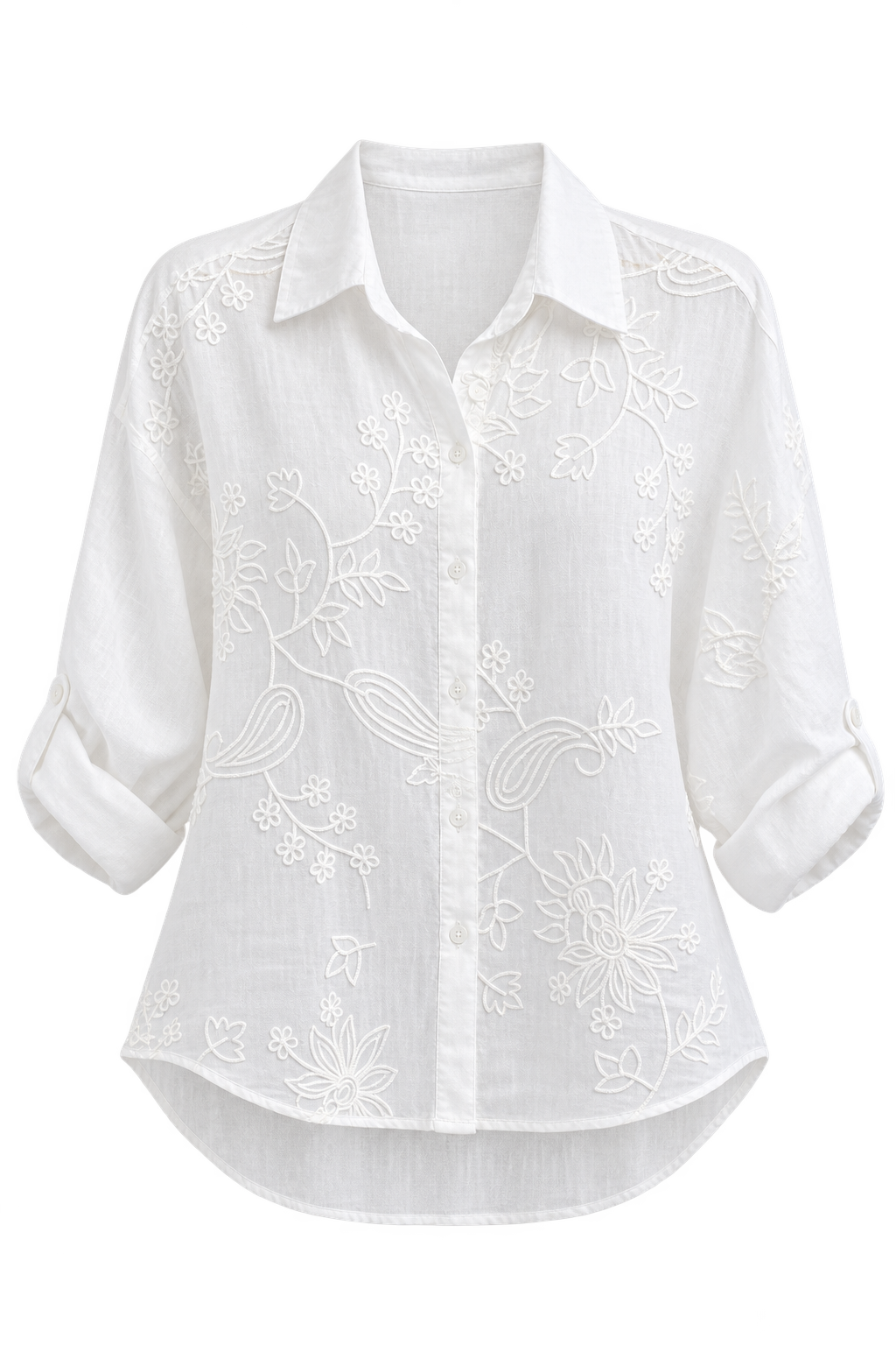 EMBROIDERED FLORAL BUTTON-DOWN SHIRT