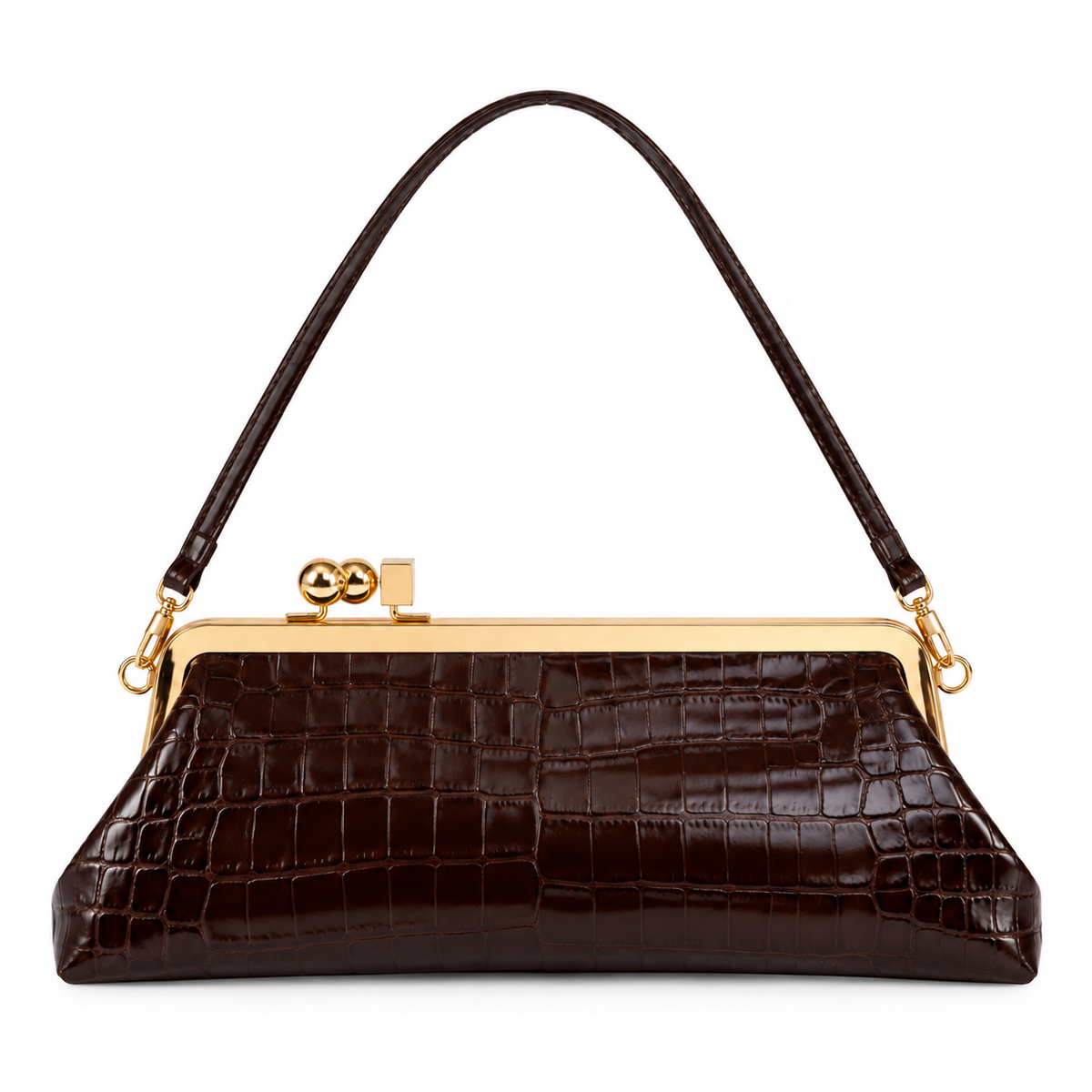 CHOCOLATE CROC FRAME BAG