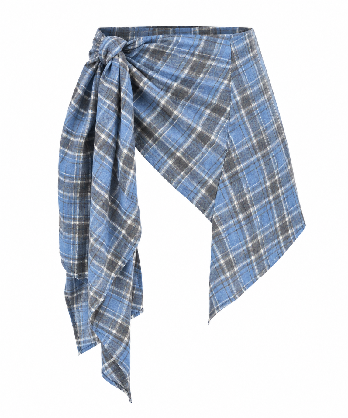BLUE PLAID WRAP SCARF