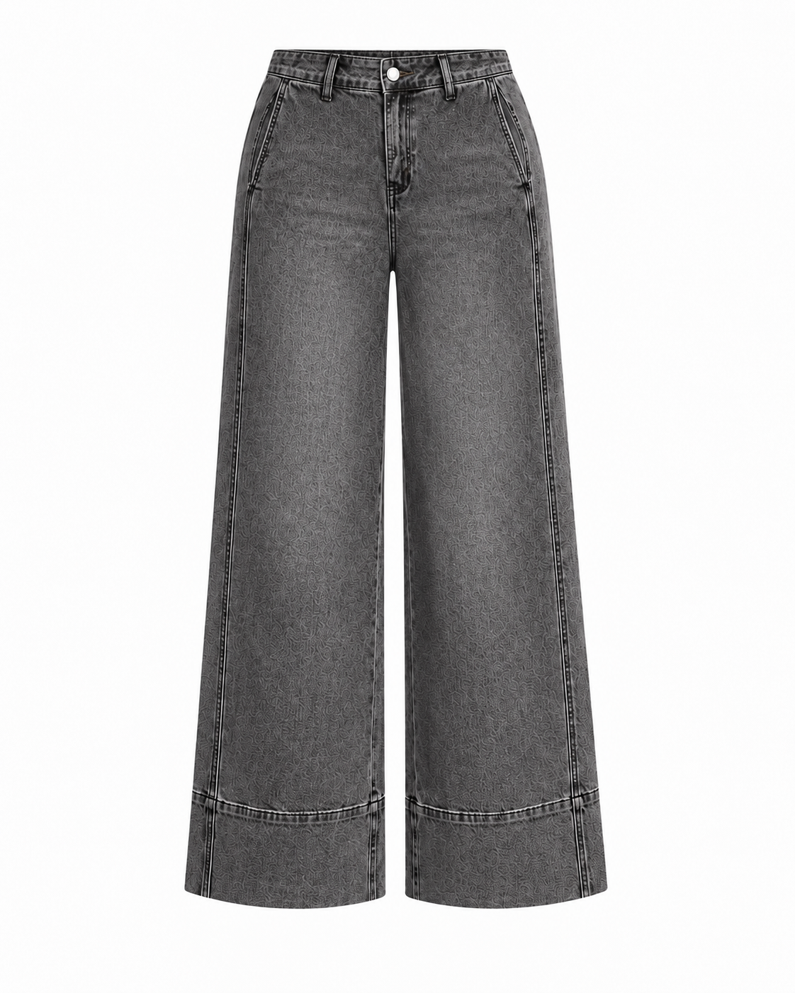 WASHED DENIM WIDE LEG JEANS