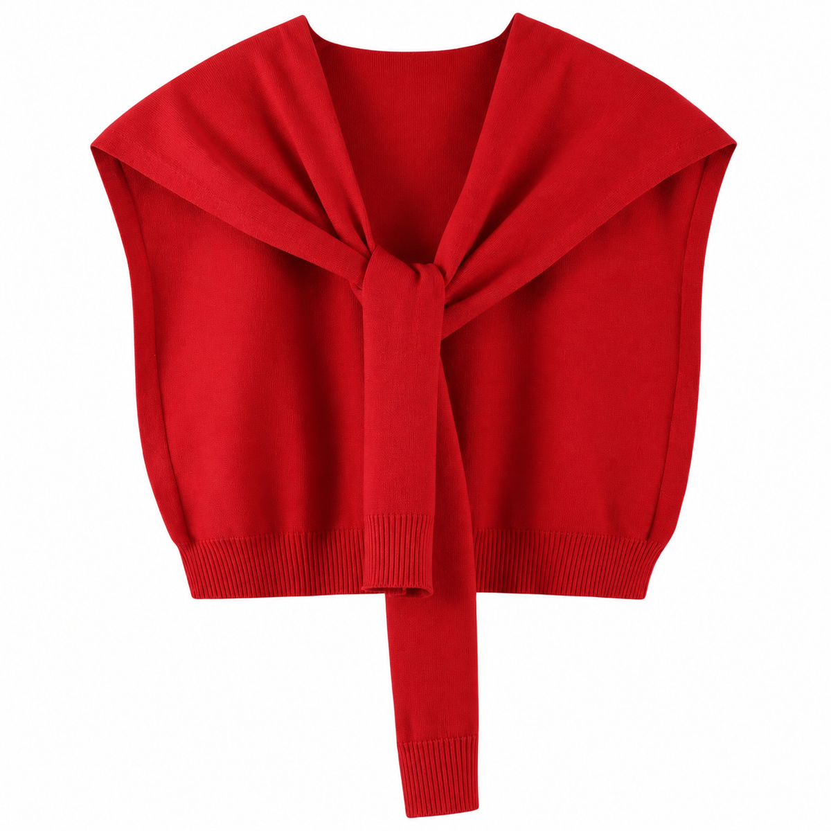 RED KNITTED SHAWL WRAP