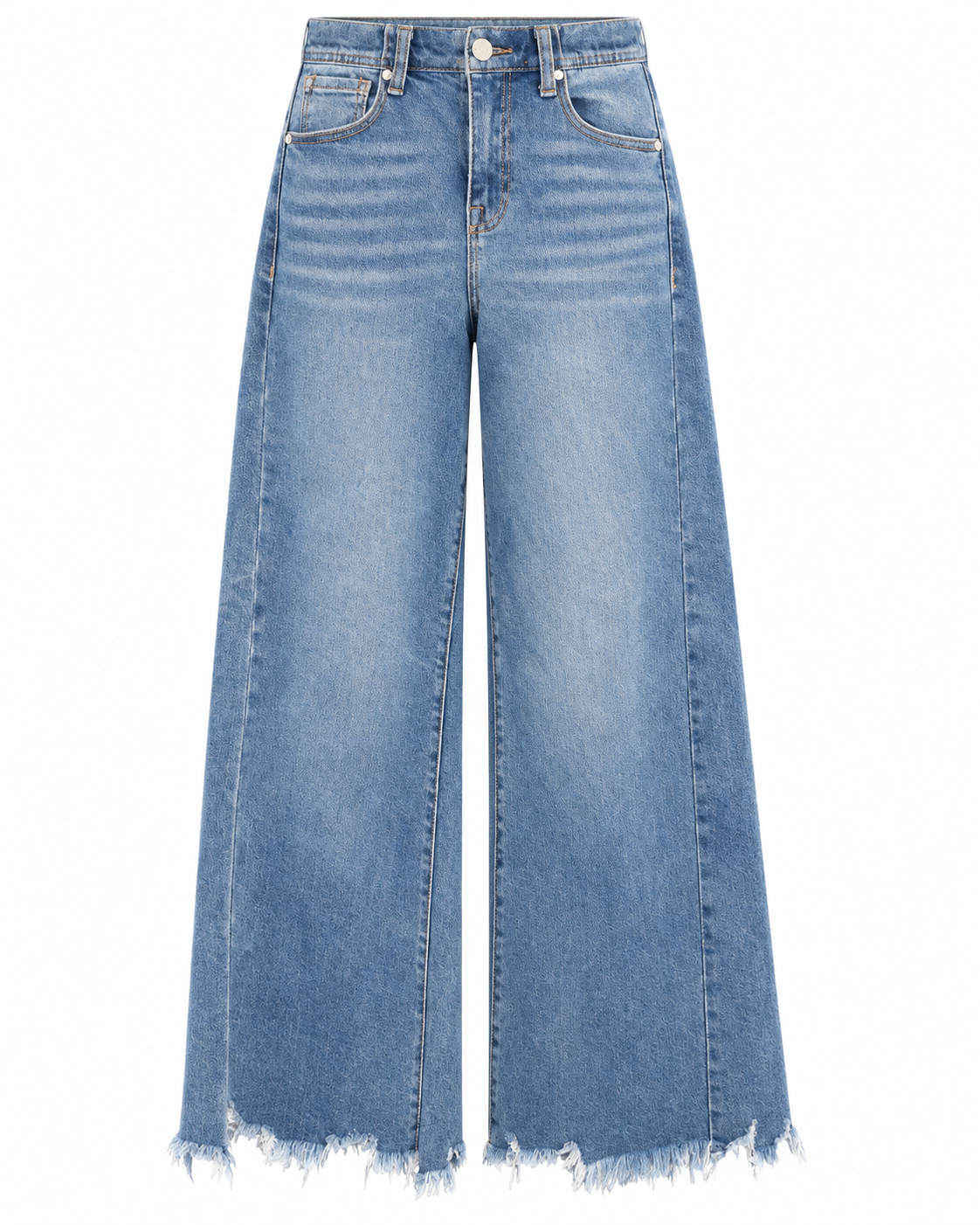 RISEN WIDE LEG RAW HEM JEANS