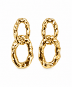 SILVER SCULPTED LINK EARRINGS