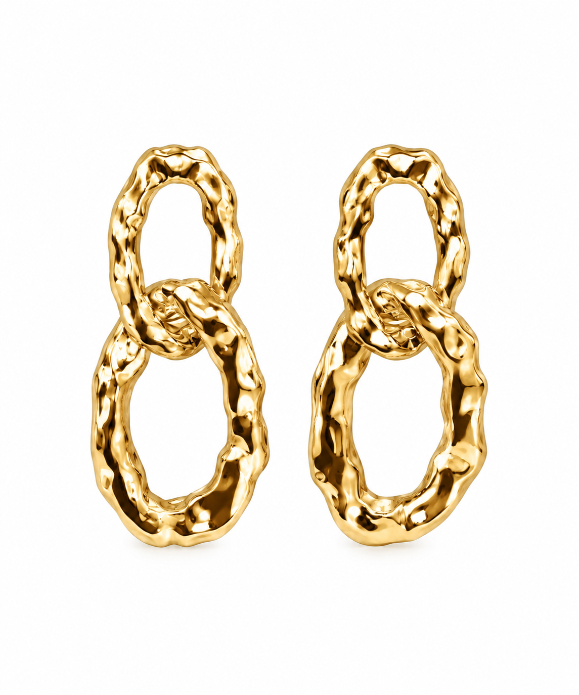 SILVER SCULPTED LINK EARRINGS