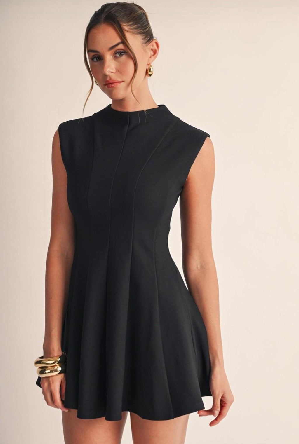 SCULPTED FLARE MINI DRESS