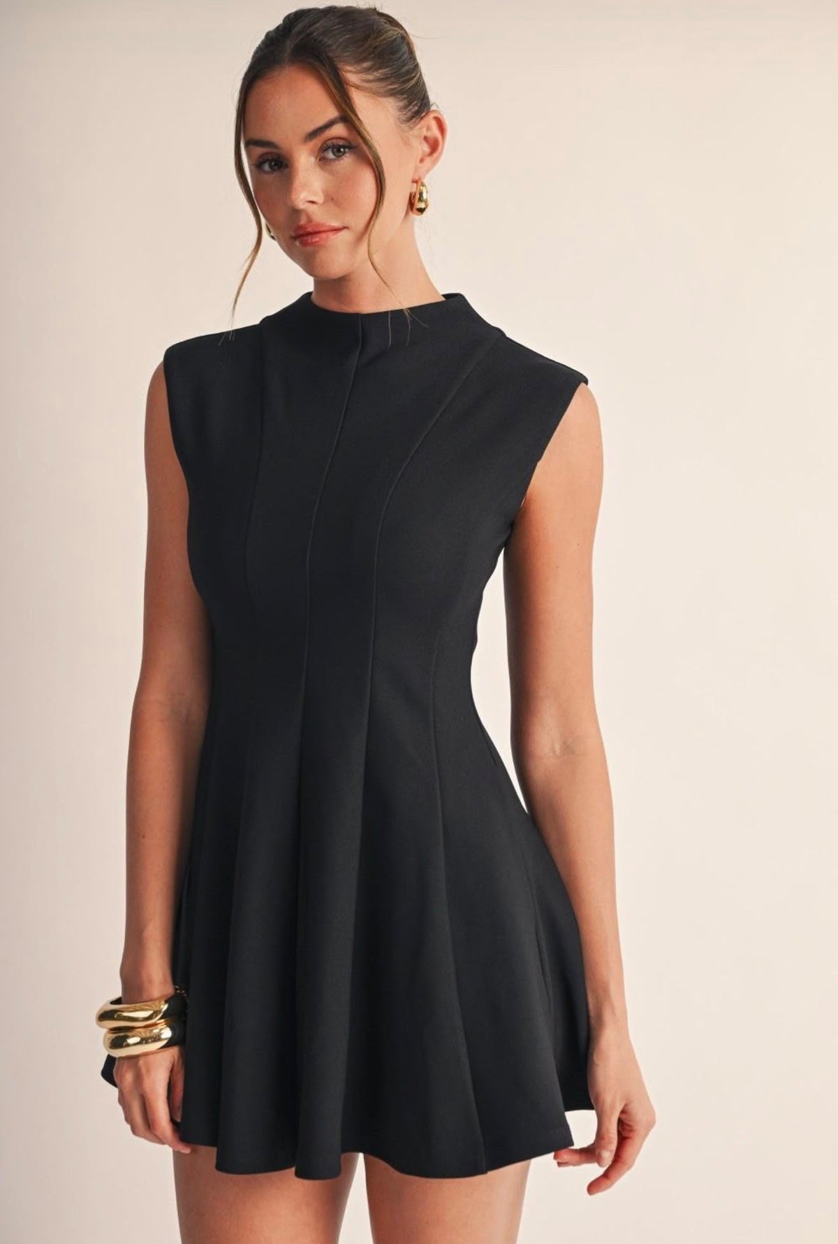 SCULPTED FLARE MINI DRESS