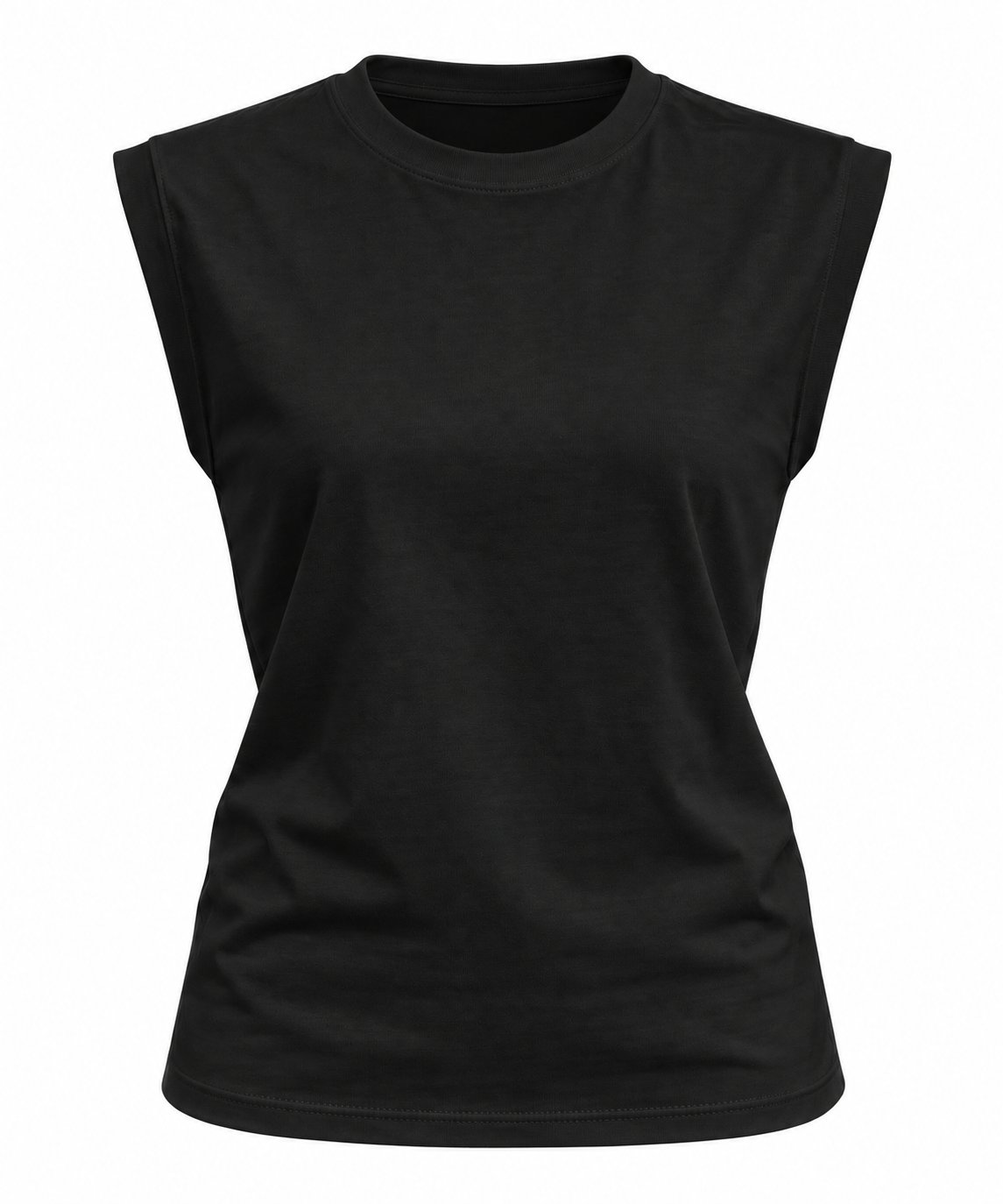 WHITE SLEEVELESS T-SHIRT
