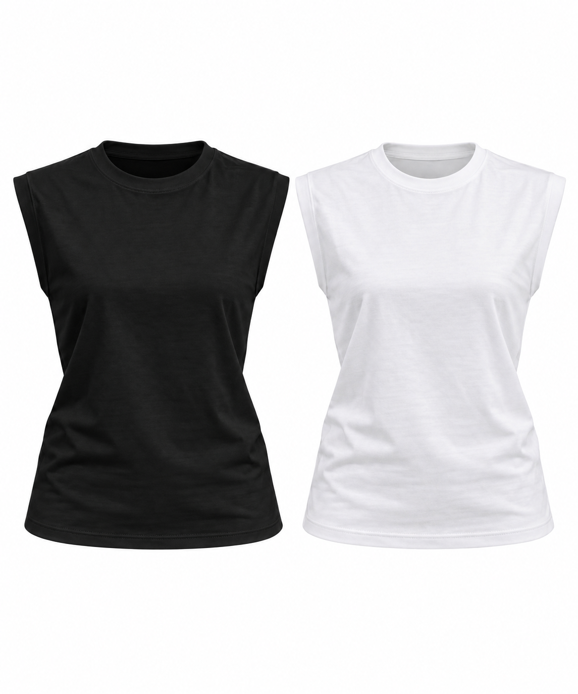 WHITE SLEEVELESS T-SHIRT