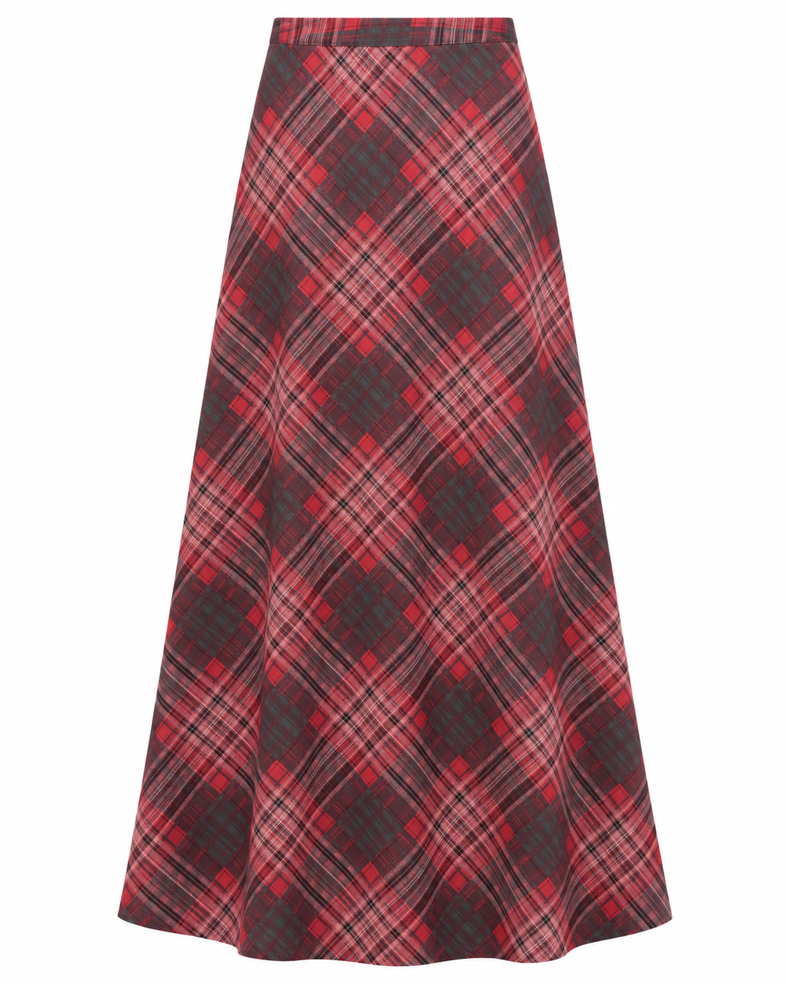 RED PLAID MAXI SKIRT