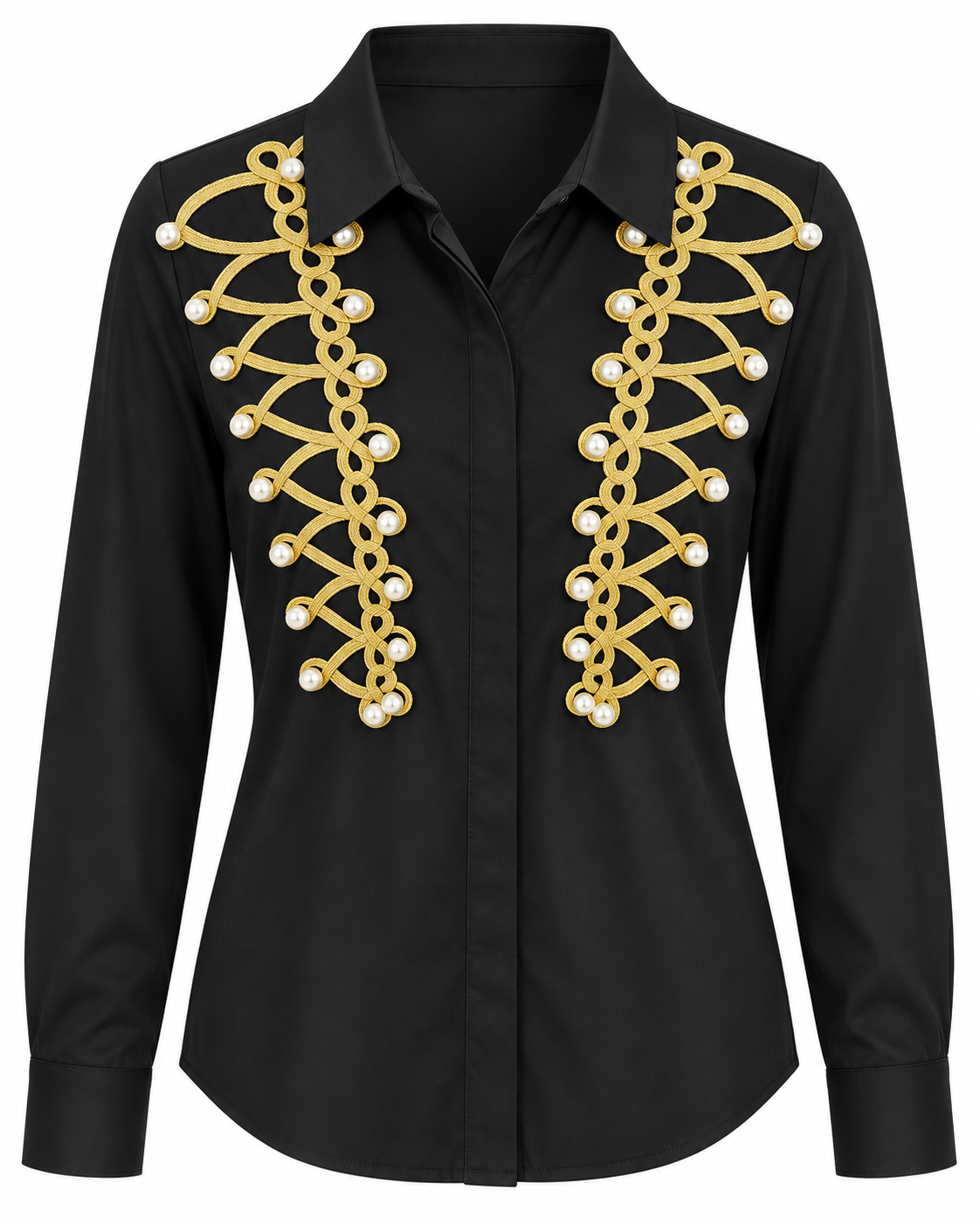 GOLD PEARL DETAIL SHIRT