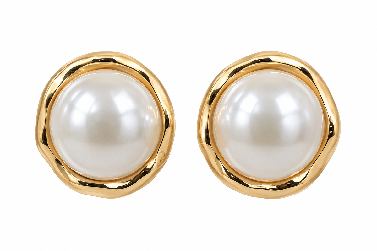 PEARL GOLD STUD EARRINGS