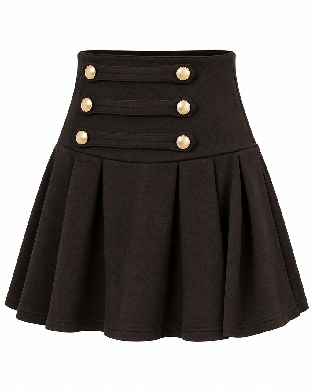 GOLD BUTTON PLEATED SKIRT