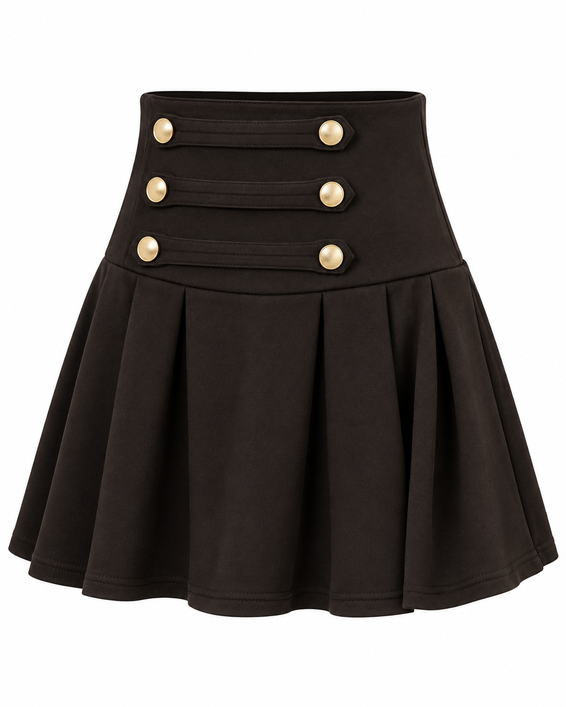 GOLD BUTTON PLEATED SKIRT