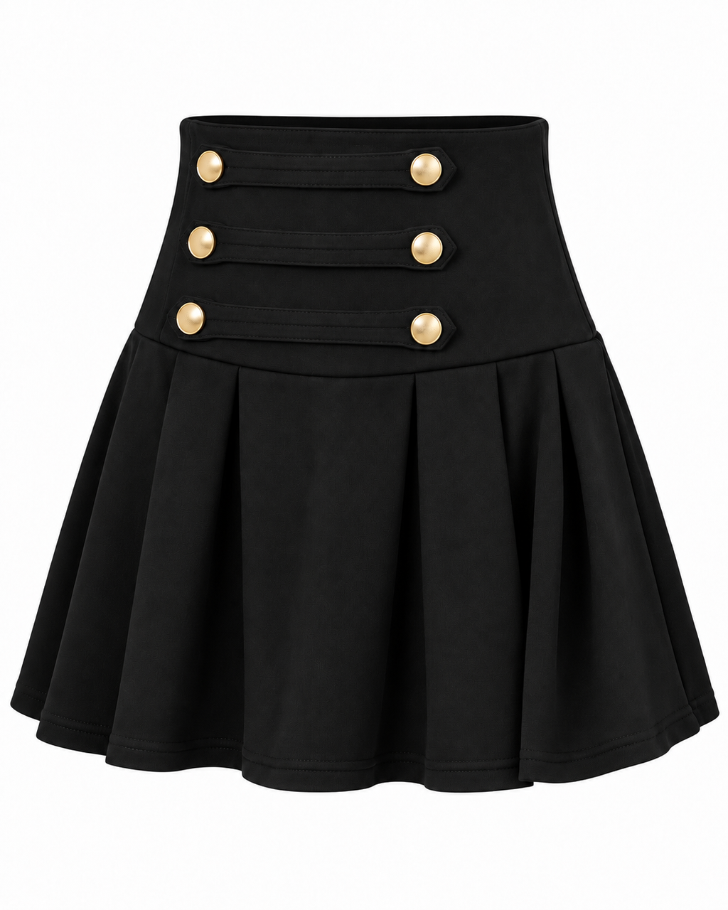 GOLD BUTTON PLEATED SKIRT