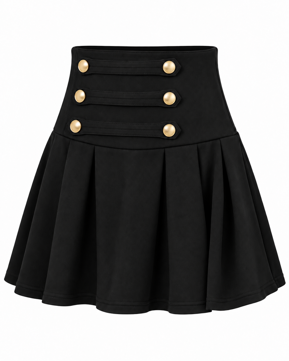 GOLD BUTTON PLEATED SKIRT