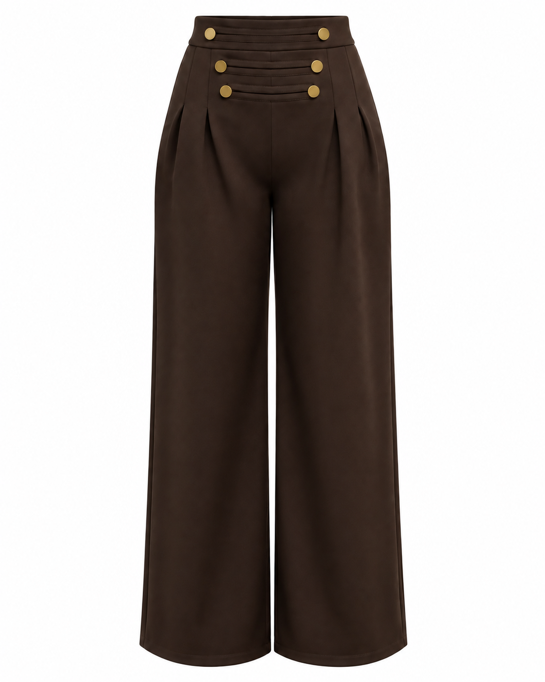 DARK MOCCA BUTTON DETAIL WIDE LEG PANTS
