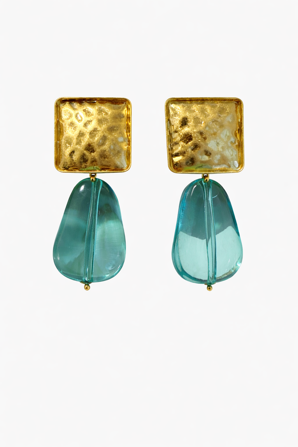 GOLD & AQUA DROP EARRINGS