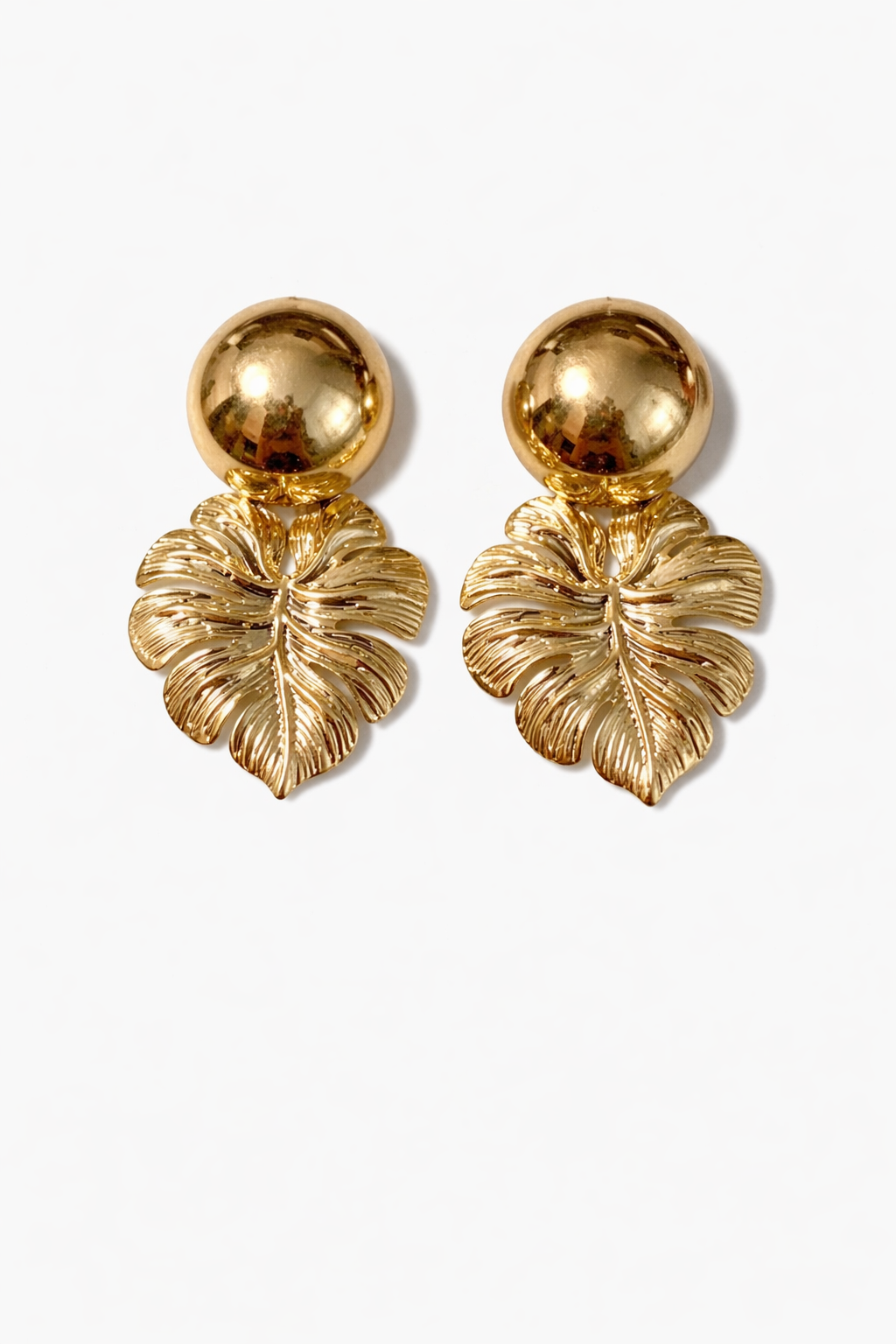 GOLD TROPICAL LEAF EARRINGS