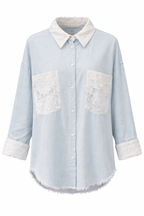 LACE DETAIL DENIM BLOUSE