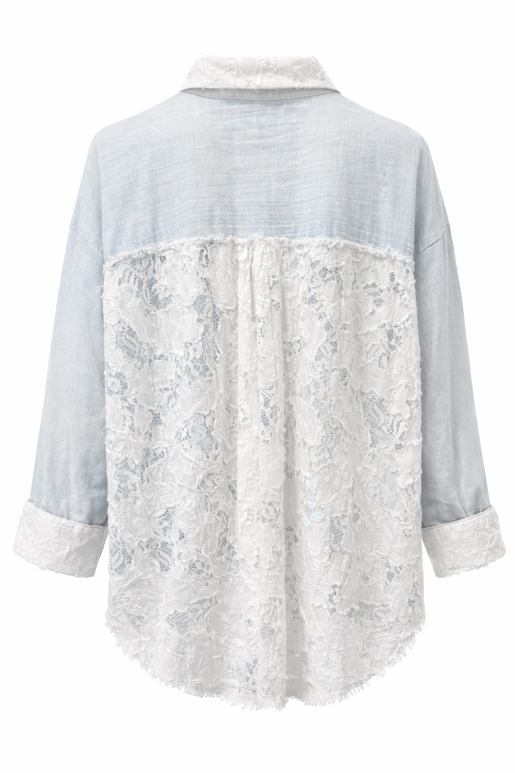 LACE DETAIL DENIM BLOUSE