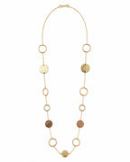 HAMMERED DISC & RING LONG NECKLACE