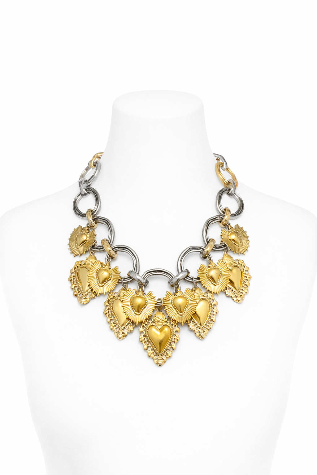 SACRED HEART CHARM STATEMENT NECKLACE