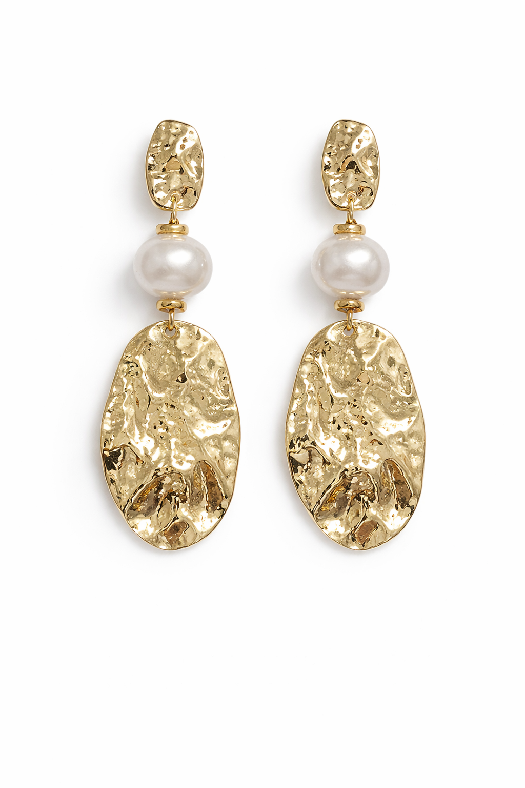 PEARL HAMMERED DROP EARRINGS