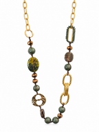 LONG EARTH TONES STATEMENT NECKLACE