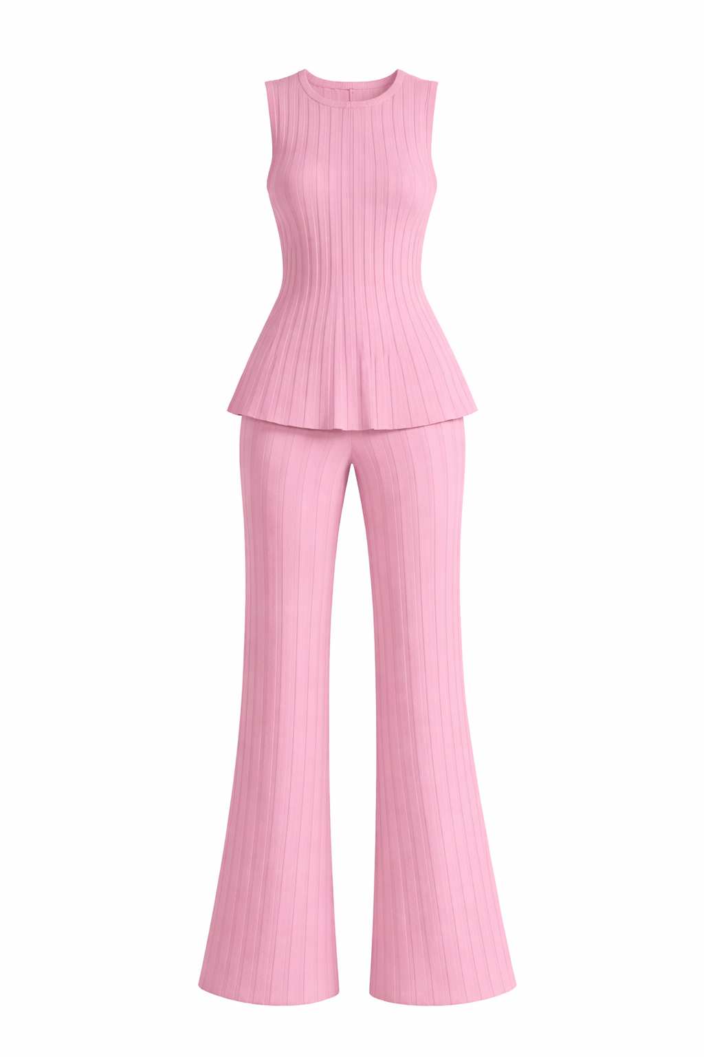PLEATED PINK KNIT TWO-PIECE SET