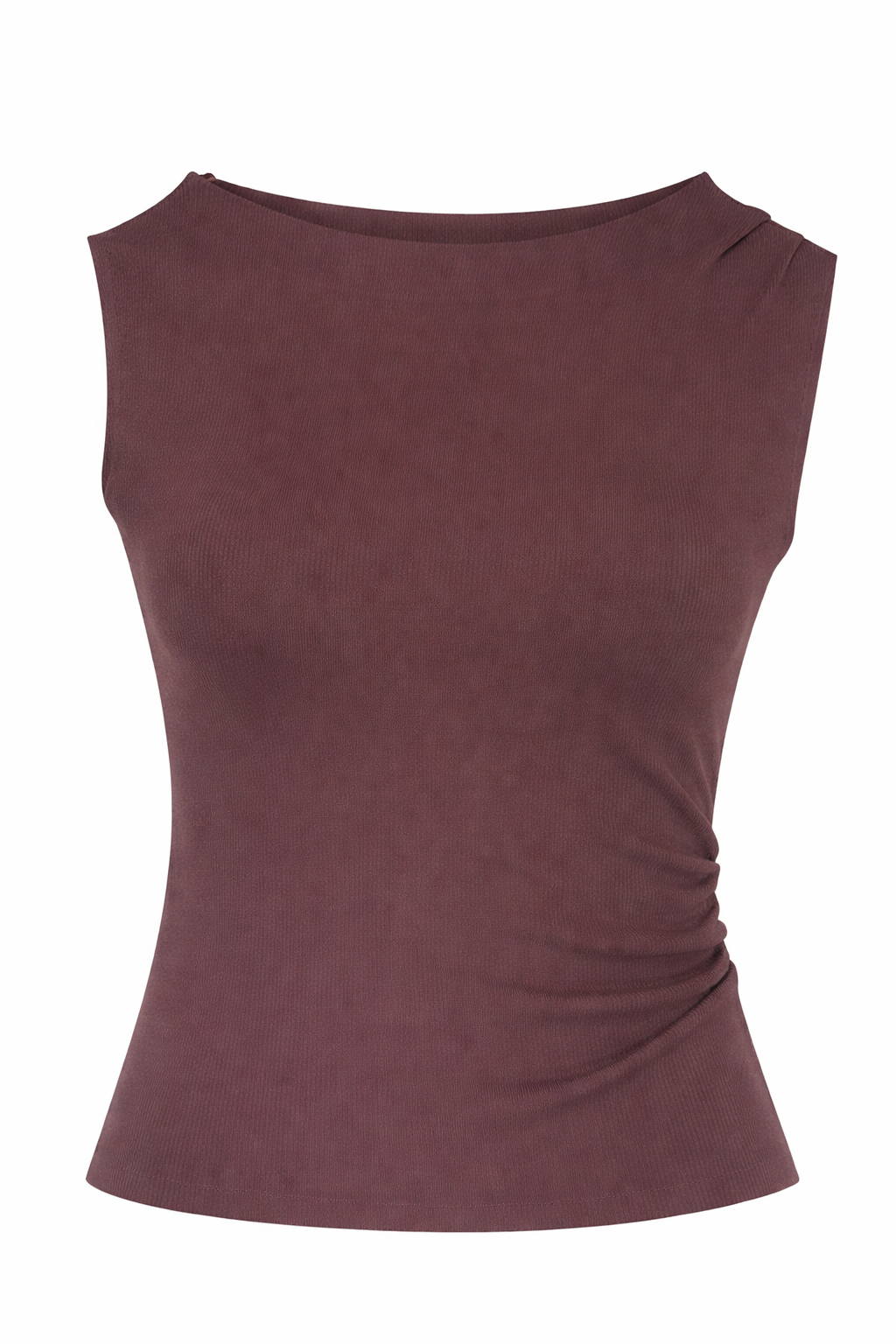 RIBBED SIDE RUCHED TOP