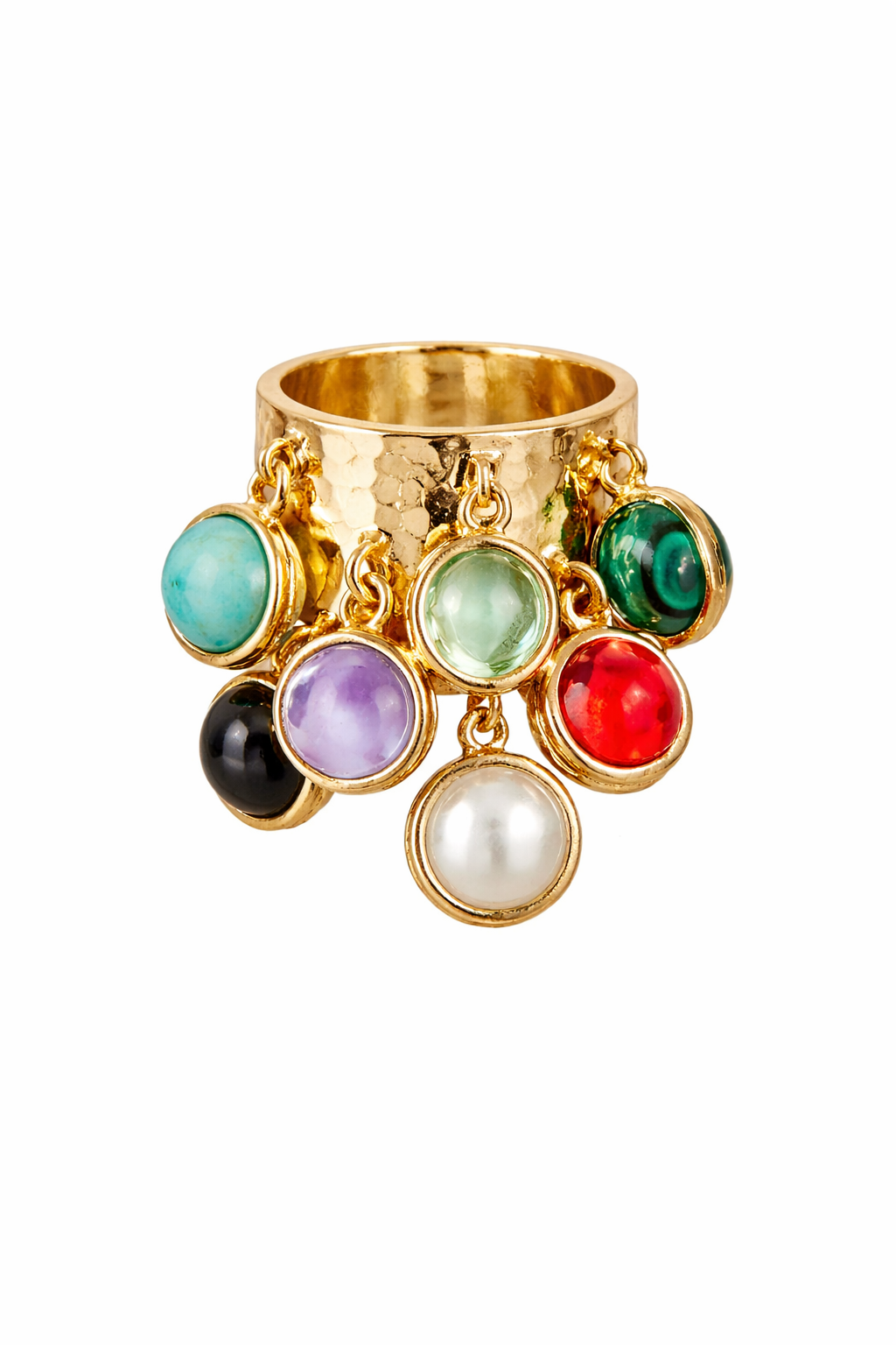 MULTI GEM CHARM STATEMENT RING