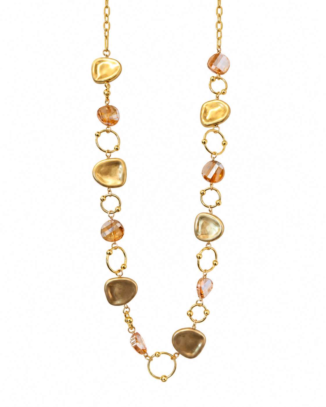LONG GOLD & CRYSTAL STATEMENT NECKLACE