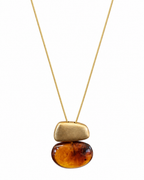 LONG AMBER STONE PENDANT NECKLACE