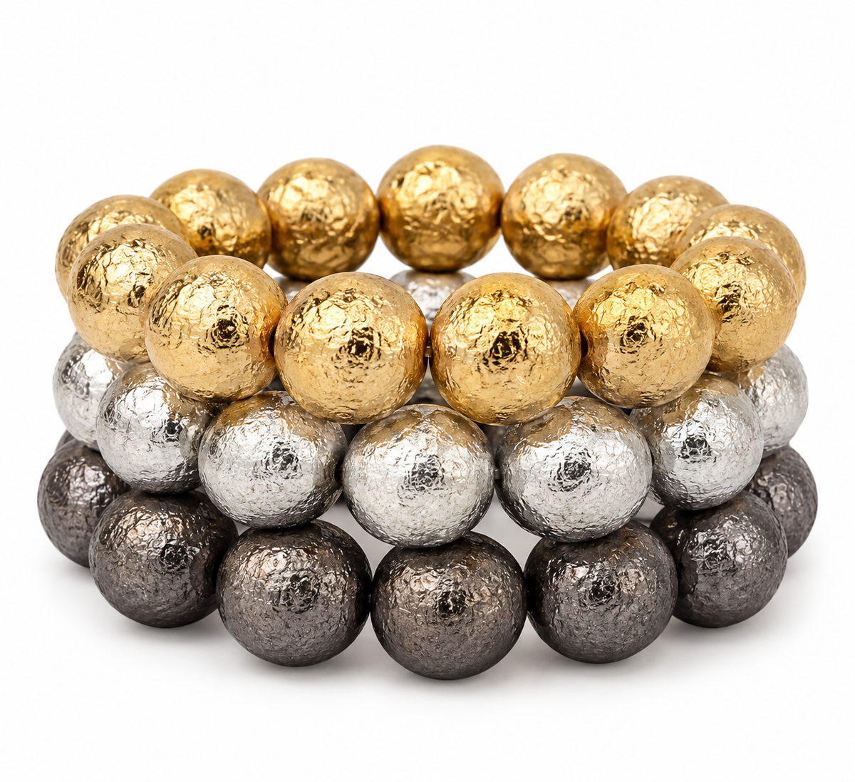 HAMMERED METALLIC BEAD BRACELET
