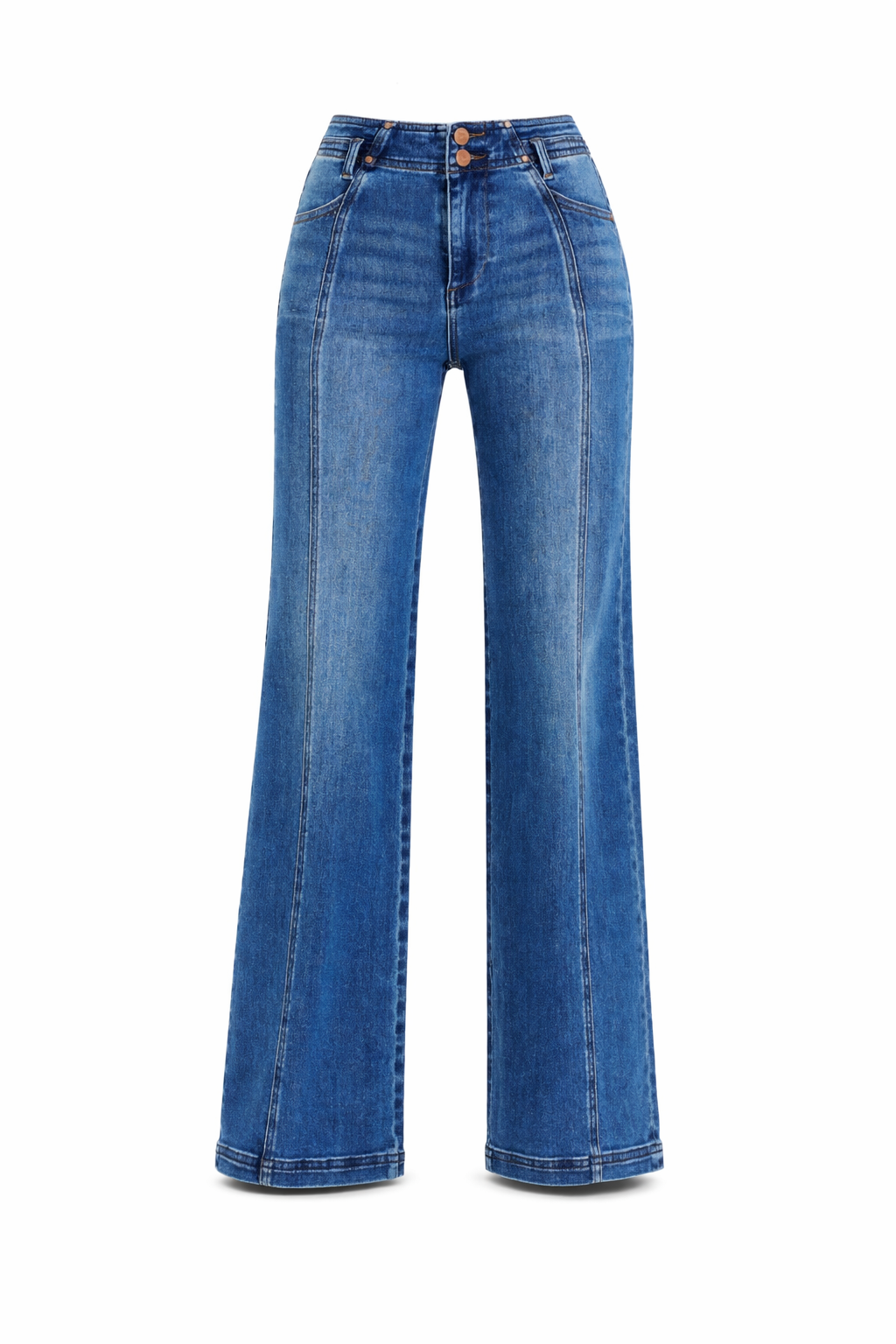RISEN HIGH RISE CURVED SEAM WIDE LEG STRETCH JEANS