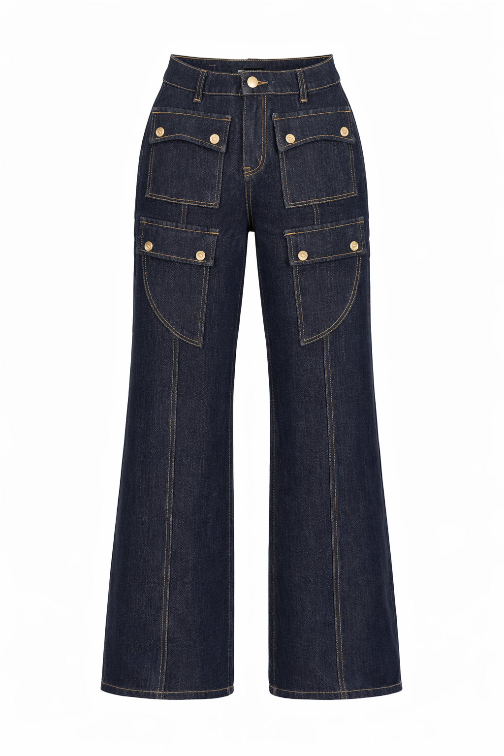 DARK INDIGO CARGO FLARE JEANS