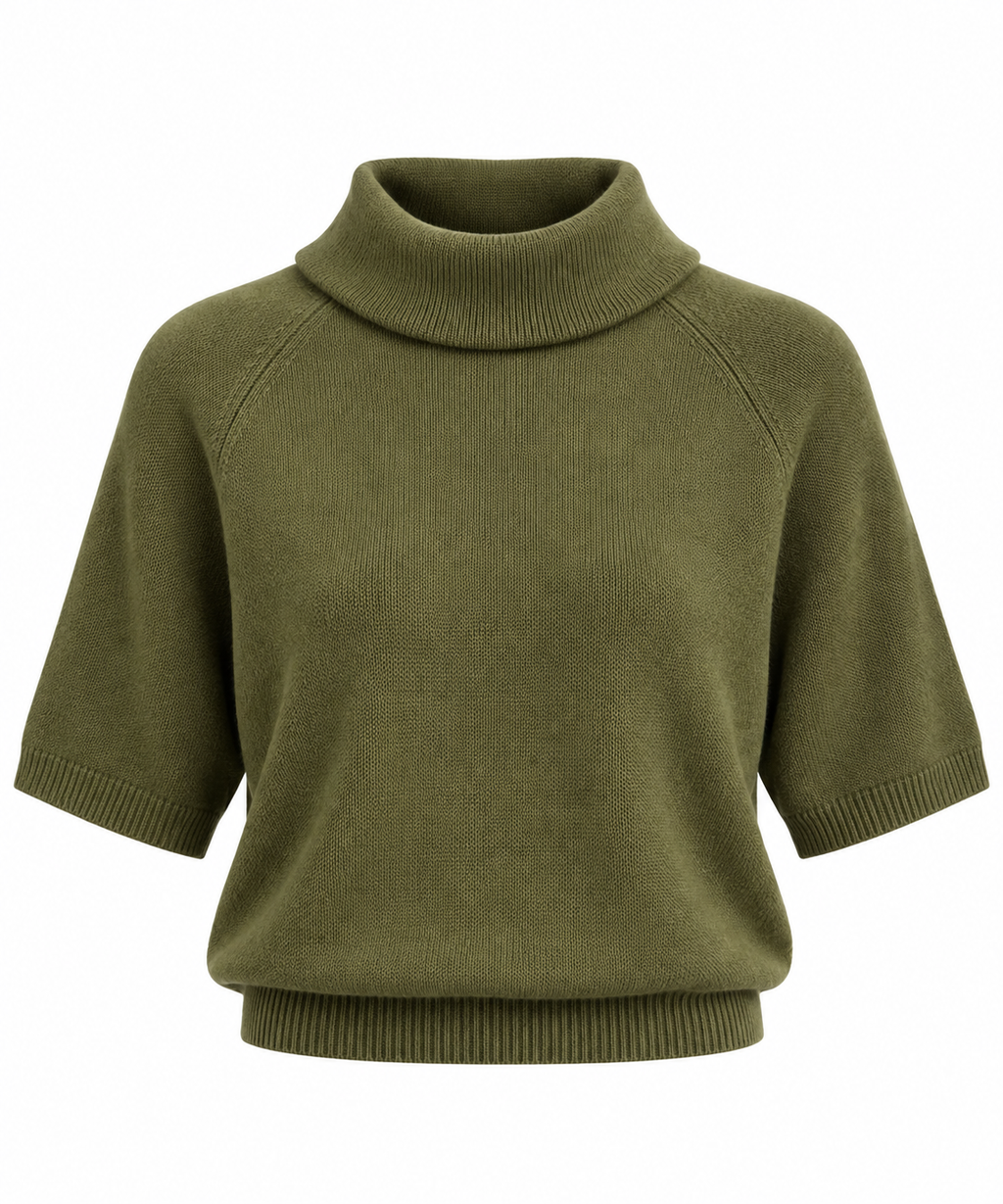 OLIVE TURTLENECK KNIT TOP