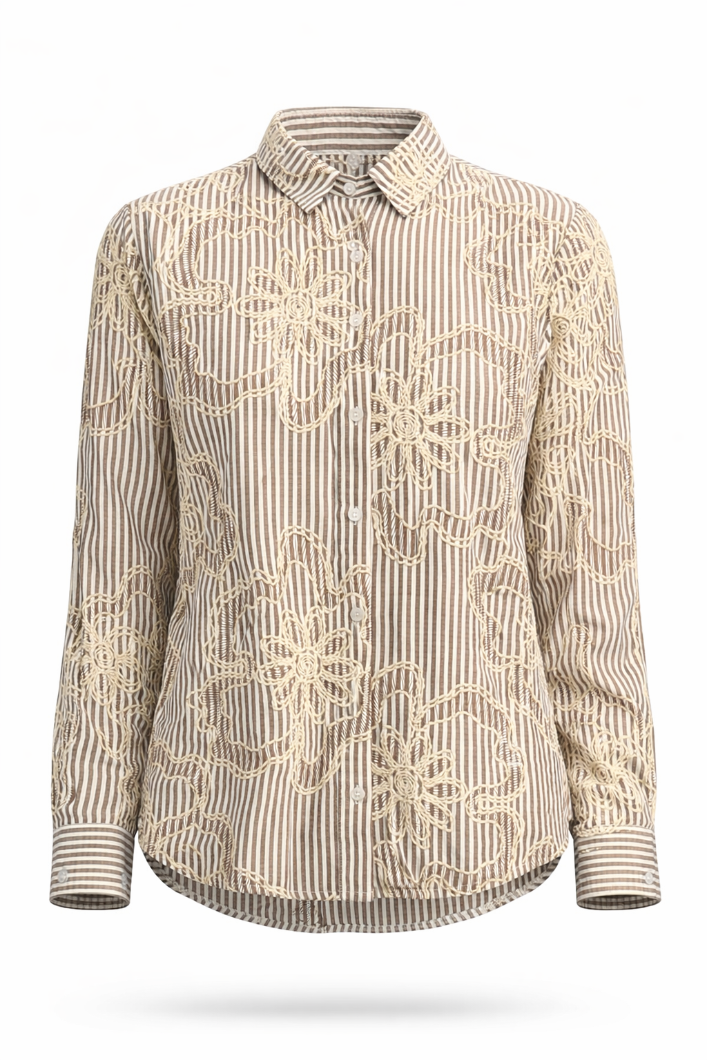 STRIPE LACE DETAIL SHIRT