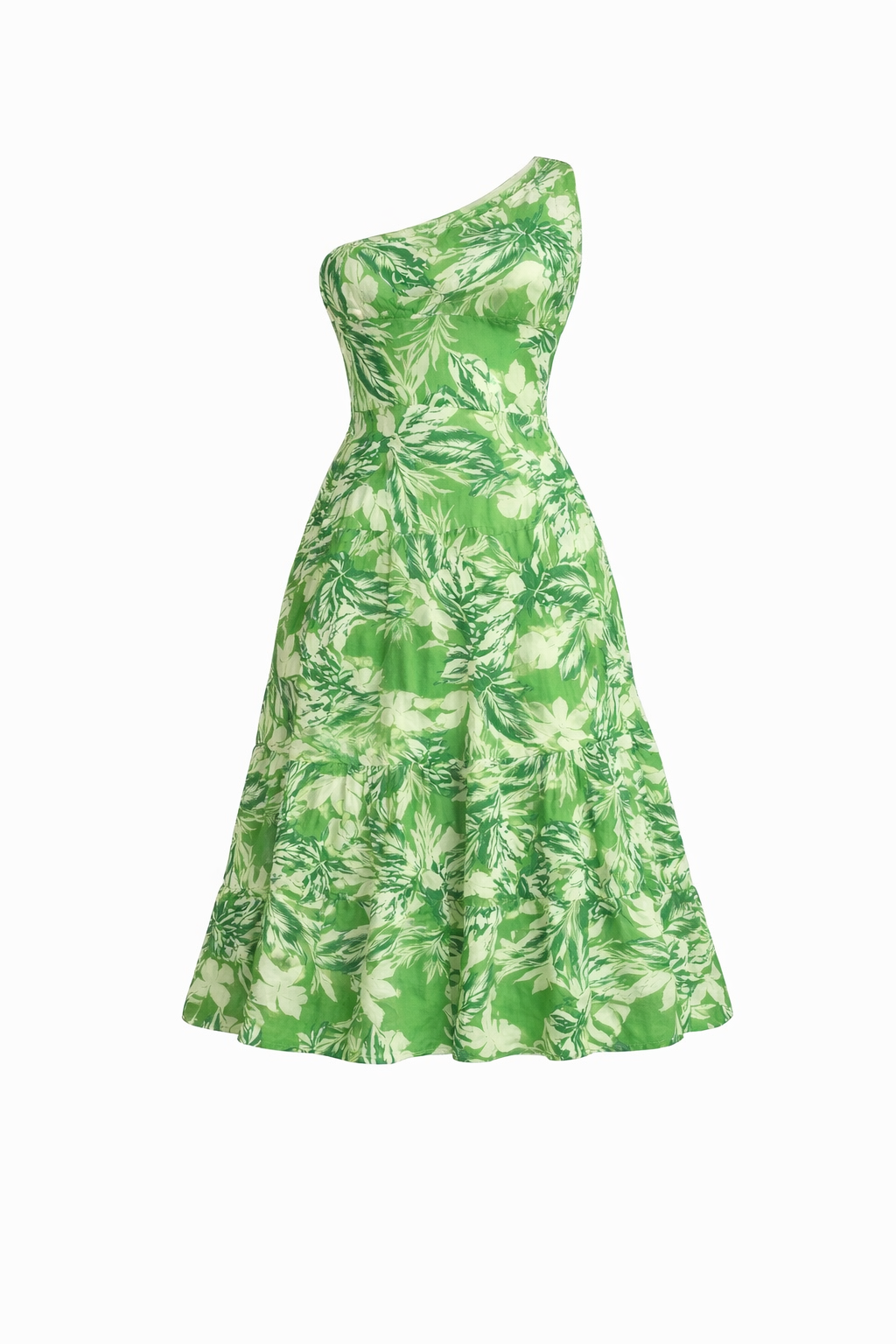 TROPIC ONE SHOULDER MIDI DRESS