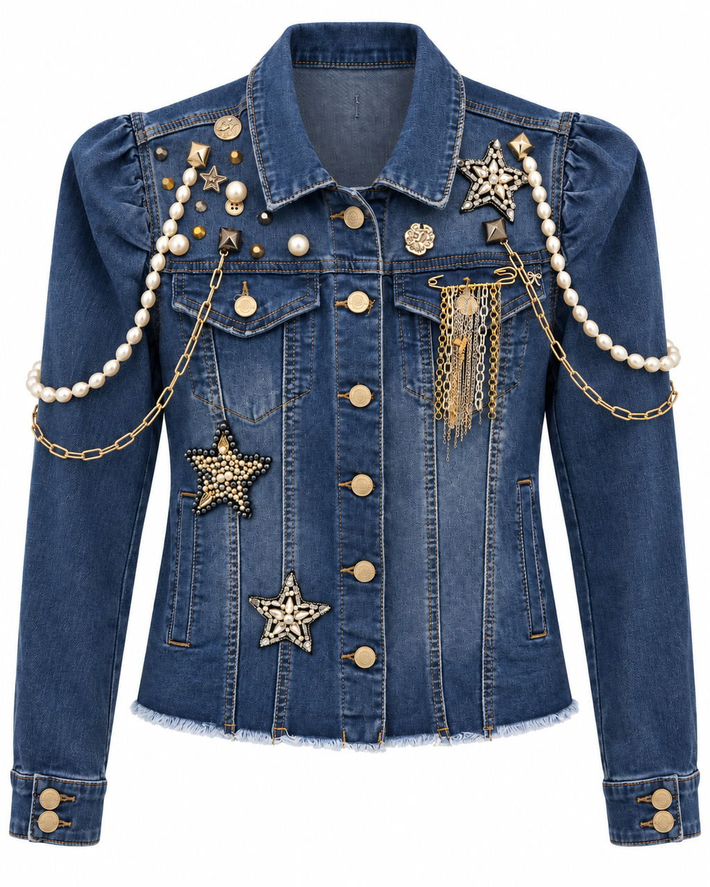 HELGA TERÁN STAR EMBELLISHED DENIM JACKET