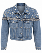 HELGA TERÁN PEARL FRINGE DENIM JACKET