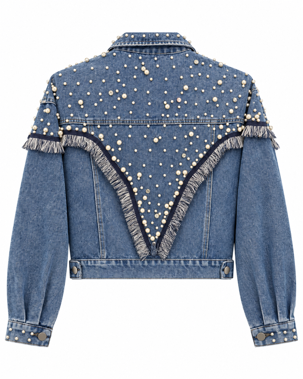 HELGA TERÁN PEARL FRINGE DENIM JACKET