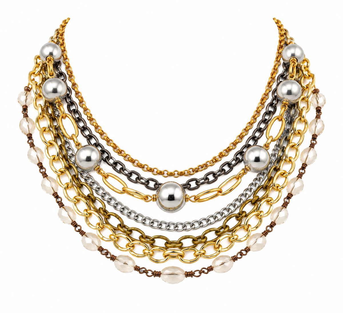 SILVER SPHERE LAYERED NECKLACE
