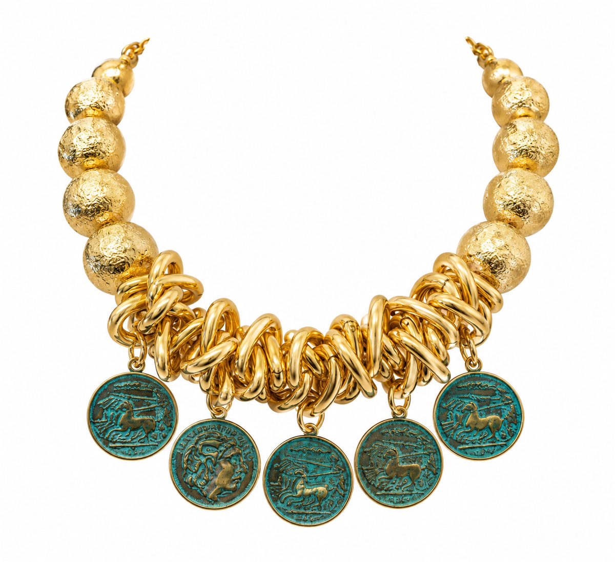 ANTIQUE COIN CHARM NECKLACE