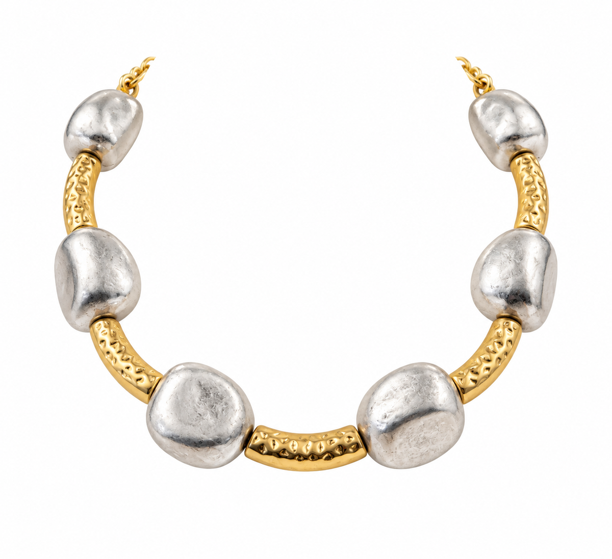 TWO-TONE SCULPTURAL STATEMENT NECKLACE