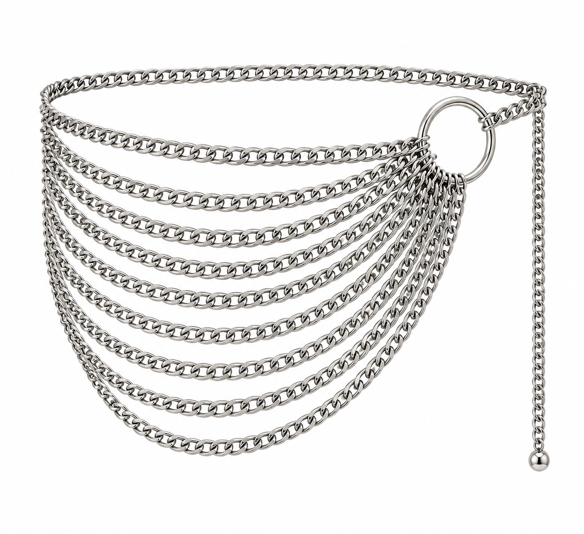 SILVER CASCADING CHAIN BELT